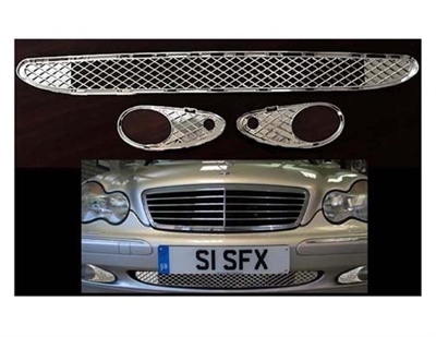 Gloss Black AMG Style Front Grille – Fits Mercedes C240 C320 C230 C280 (2001-2007)